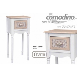 [GIC729409] 2x Comodino charm camera shabby con cassetto cm 33 x 27 x 73 h