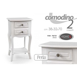 [GIC782725] Comodino con ripiano e due cassetti bianco cm 38 x 31 x 70 h