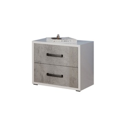 [A18327] Comodino grigio cemento 2 cassetti in legno nobilitato 36x52xh 43