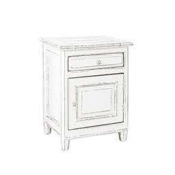 [B0745086] Comodino legno bianco 1 anta 1 cassetto Colette cm 50 x 40 x 65