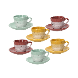 [19907736] Confezione 6 Tazzine Caff&amp;egrave; Con Piattino Layers Stoneware Multicolor