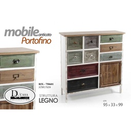 [GIC750601] Credenza antichizzata in legno stile retrò cm 95 x 33 x 99 h