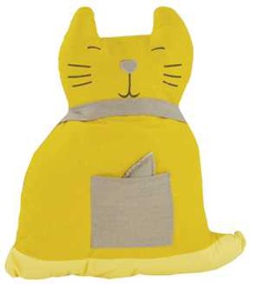 [V9160240000] Cuscino gatto grigio-giallo st-0527 cm37x9h40