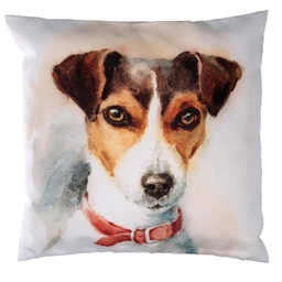 [V2510490000] Cuscino tessuto con cane bianco cm 43x43
