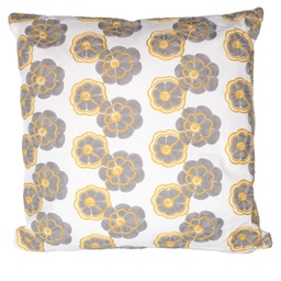 [V2509840000] Cuscino tessuto fiori grigio giallo quadro cm 45x45h10