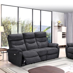 [FZ100061] Divano 3 posti con 2 recliner elettrici grigio scuro L 198 x P 92 x H 109 cm
