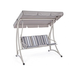 [B0790223] Dondolo in acciaio tre posti Avorio GRELY 190x120x h185 cm