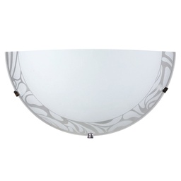 [1932736] Elegante Applique Cromo con Vetro Decorato e Lastra Bianco, dotata di Ganci per l'installazione, adatta a contenere una lampadina E27.