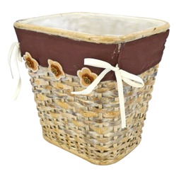 [V3624780000] Gettacarta rattan bianco singolo foderamarrone fiori rettangolar cm25xh25x20