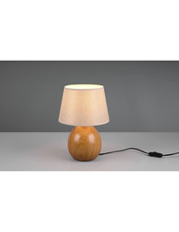 [TRIOR50631035] Grande Lume Tavolo Base Effetto Legno Paralume Tessuto Beige Luxor Trio Lighting