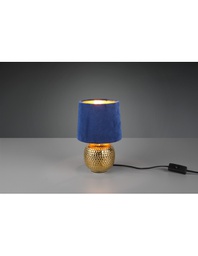 [TRIOR50821012] Lampada Comodino Sophia Ceramica Oro E Paralume Velluto Blu Trio Lighting