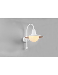 [TRIO207269131] Lampada Da Parete Vintage Braccio Curvo Bianco Con Sensore Movimento IP44 Norman Trio Lighting