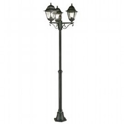 [SOV798/06] Lampada da esterno con diffusori in vetro trasparente, altezza max 170mm, 3 lampade da 60W nero