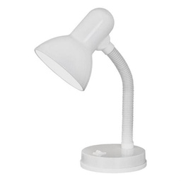 [054022] Lampada da tavolo orientabile per studio, lettura e ufficio con attacco E27 Basic, colore bianco.