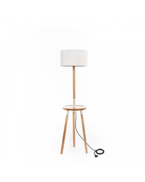 [LA/133/B] Lampada da terra Acrux in tessuto bianco e legno STS