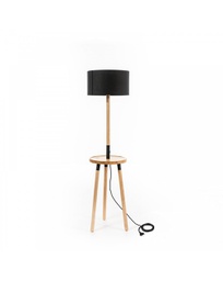 [LA/133/N] Lampada da terra Acrux in tessuto nero e legno STS