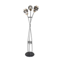 [FZ95867] Lampada da terra Grande MDL3812 in ferro intrecciato 3 luci in vetro