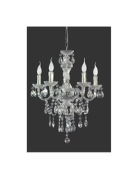 [TRIOR1107-00] Lampadario Classico Lüster 5xE14 Cromo con Pendenti Trasparenti Trio Lighting