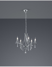 [TRIO101600506] Lampadario Contemporaneo 5 Portalampada E14 Lucerna Cromo Trio Lighting