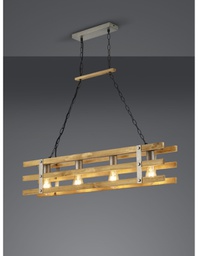 [TRIO305500467] Lampadario Legno Design Rustico Khan 4 Luci Trio Lighting
