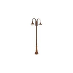 [SOV896/11] Lampione 2 luci struttura in pressofusione di alluminio ruggine h.230 cm