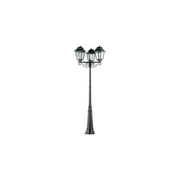 [SOV986/06] Lampione 3 luci in pressofusione di alluminio nero diffusori in vetro h. 264 cm