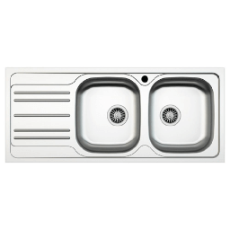 [EFFEZ97468] Lavello incasso cucina MP1162SX acciaio116x50 cm due vasche e gocciolatoio sinistro EFFEZ
