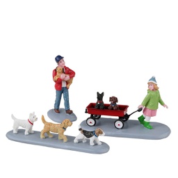 [2013256] Lemax Puppy Parade Set Of 3 - Set di 3 cuccioli in parata per villaggio di Natale