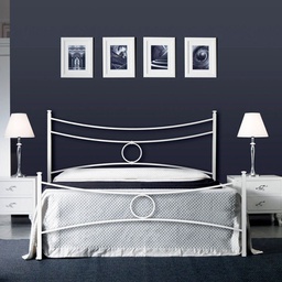 [CONCAPED1601D3] Letto in ferro matrimoniale con pediera Bianco CONCA 166x208x h117 cm