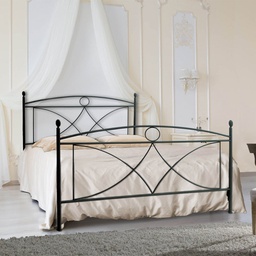 [ALICEPED1601D1] Letto in ferro matrimoniale con pediera Nero ALICE 166x208x h128 cm