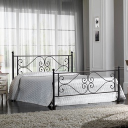 [FIREPEDI1601D1] Letto in ferro matrimoniale con pediera Nero Firenze lavorato
