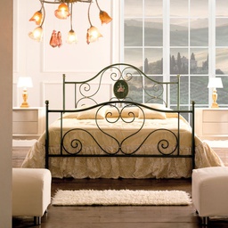 [LORYPEDI1601D9] Letto in ferro matrimoniale con pediera Verde LORY 170x208x h130 cm