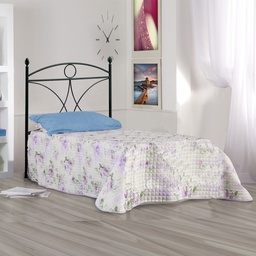 [ALICEGIR0851D1] Letto in ferro singolo con giroletto in ferro Nero ALICE 92x208x h128 cm
