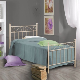 [TEVEPEDI0851D6] Letto in ferro singolo con pediera Avorio TEVERE 92x208x h117 cm