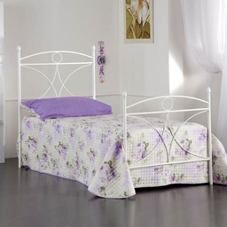 [ALICEPED0851D3] Letto in ferro singolo con pediera Bianco ALICE 92x208x h128 cm