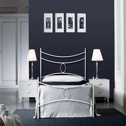 [CONCAPED0851D3] Letto in ferro singolo con pediera Bianco CONCA 92x208x h117 cm