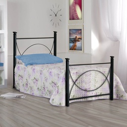 [LAGUGIRO0851D1] Letto in ferro singolo con pediera Nero LAGUNA 92x208x h117 cm