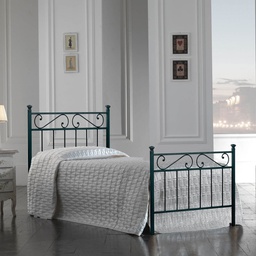[TEVEPEDI0851D1] Letto in ferro singolo con pediera Nero TEVERE 92x208x h117 cm