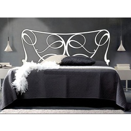 [F203WP] Letto matrimoniale con testiera in ferro bianco e contenitore 170x200xh.130 cm