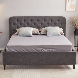 [FZ99733] Letto matrimoniale contenitore Idra grigio scuro testiera con bottoni L 170 x P 207,5 X H 114 cm