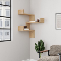 [FZ99425] Libreria Angolare Luksa Colore Rovere 3 Livelli Capacità di Peso 20 kg H 90 x P 22 x L 60 cm