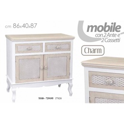 [GIC729195] Madia consolle stile shabby bianco beige charm cm 86 x 40 x 87 h