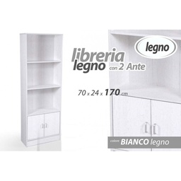 [GIC750977] Mobile libreria bianco con ante e vani cm 60 x 24 x 170 h