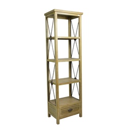[V8030380000] Mobile libreria malaga in noce chiaro con un cassetto h190 cm