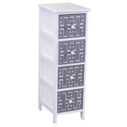 [V8040080000] Mobiletto gianna cassettiera bianco grigio 4 cassetti cm 26x32h81