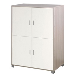 [A734OLBFK] Mobiletto quattro ante con ripiani per ufficio Olmo Bianco 107x41x h162 cm
