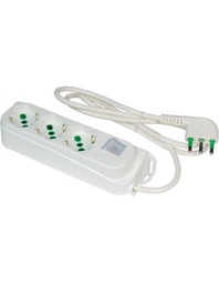 [2001654] Multipresa bipasso bianca con interruttore luminoso, 3 posti 2P+T 16A, cavo da 3x1,0 mt 1,5 incluso.