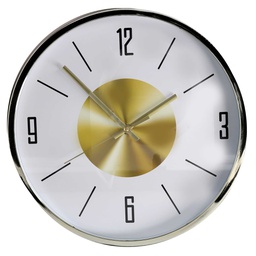 [V1871500000] Orologio plastica bianco e oro tondo cmø30