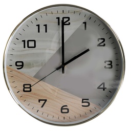 [V1871520000] Orologio plastica effetto legno bianco e grigio tondo cm ø30
