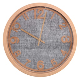 [V1871770000] Orologio plastica effetto legno e tessuto grigio tondo cm ø31h4